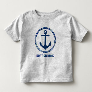 名前またはボート名SeaいかりNavy Blue Gray トドラーTシャツ