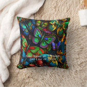 名前またはメッセージ、3Dカラフル蝶の追加 クッション (ブランケット)