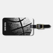 名前またはモノグラムが付いているバスケットボールのluggugeのラベル ラゲッジタグ (正面横)