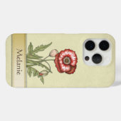 名前またはモノグラムの赤いケシ Case-Mate iPhoneケース (裏面 (横))