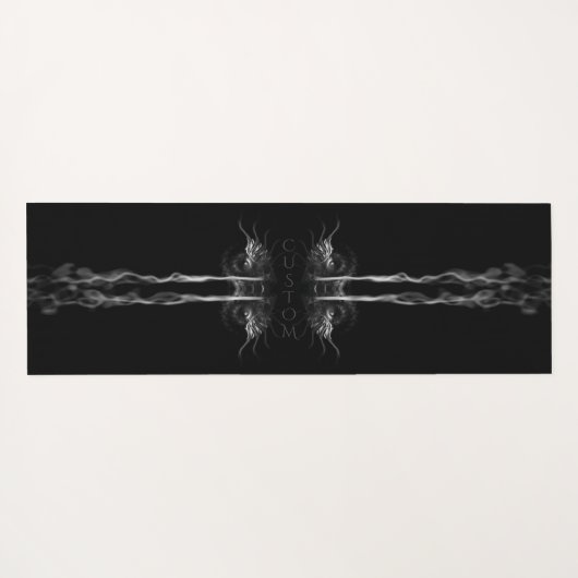 名前またはモノグラムの黒いドラゴンスモーク ヨガマット (裏面(横))