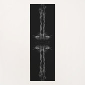 名前またはモノグラムの黒いドラゴンスモーク ヨガマット (正面)