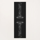 名前またはモノグラムの黒いドラゴンスモーク ヨガマット (裏面)