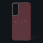 名前またはモノグラムセットで燃えたブルゴーニュ SAMSUNG GALAXY S22 ケース<br><div class="desc">この電話ケースは、燃え淡い色のたバーガンディの背景に花のスクリプトスタイルフォントの名前、モノグラムセットまたはイニシャルを備えている。</div>