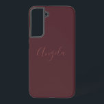名前またはモノグラムセットで燃えたブルゴーニュ SAMSUNG GALAXY S22 ケース<br><div class="desc">この電話ケースは、燃え淡い色のたバーガンディの背景に花のスクリプトスタイルフォントの名前、モノグラムセットまたはイニシャルを備えている。</div>