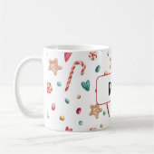 名前またはモノグラム、キャンディ&クッキー11ozコーヒーマグ コーヒーマグカップ (左)