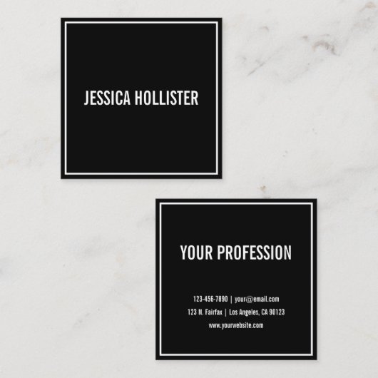 名前または会社名 |白モダン縁ど スクエア名刺 (正面/裏面)