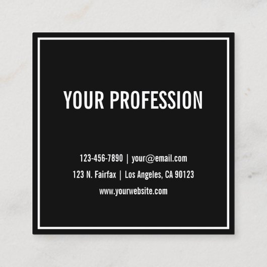 名前または会社名 |白モダン縁ど スクエア名刺 (裏面)