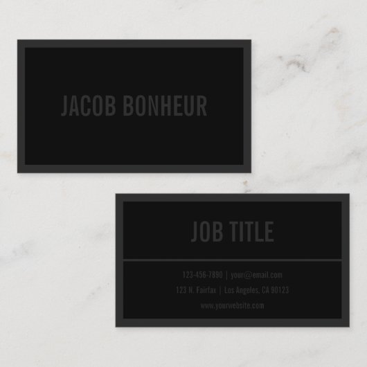 名前または会社名 |黒とダークグレー 名刺 (正面/裏面)