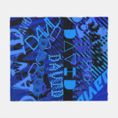 名前または単語のカスタマイズ |青と黒 フリースブランケット (正面(横))