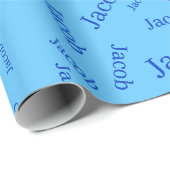 名前または単語の追加 |青とスカイブルー ラッピングペーパー (ロールコーナー)