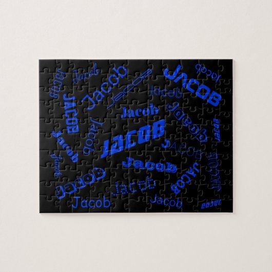 名前または単語の追加 |青と黒 ジグソーパズル (横)