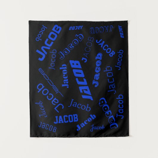 名前または単語の追加 |青と黒 タペストリー (正面)