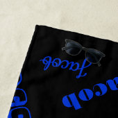 名前または単語の追加 |青と黒 ビーチタオル (インサイチュ)