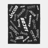 名前または単語の追加 |黒と白 フリースブランケット (正面)