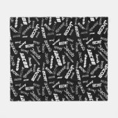 名前または単語の追加 |黒と白 フリースブランケット (正面(横))