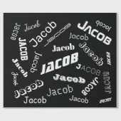 名前または単語の追加 |黒と白 ラッピングペーパー (フラット)