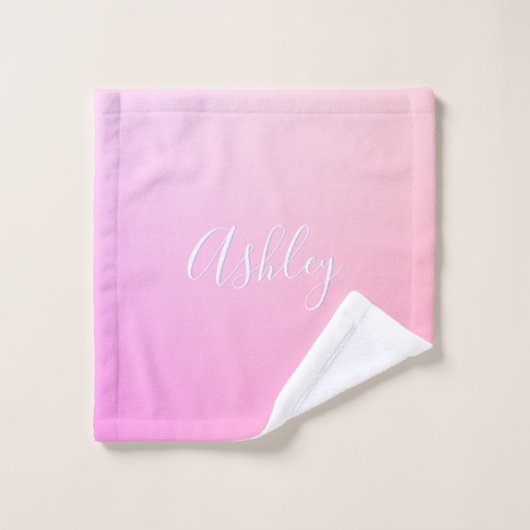 名前または単語 |ピンク色のグラデーショングラデーション ウォッシュタオル (ウォッシュタオル)