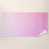 名前または単語 |ピンク色のグラデーショングラデーション ビーチタオル (正面)