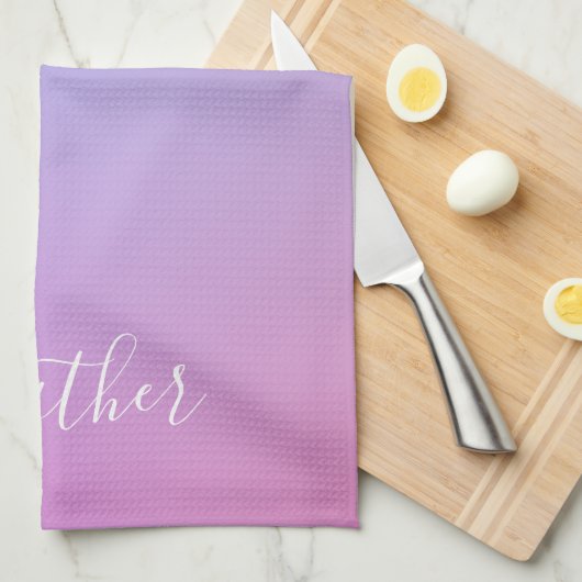 名前または単語 |紫色のピンクと青のグラデーション キッチンタオル (四つ折り)