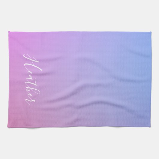 名前または単語 |紫色のピンクと青のグラデーション キッチンタオル (横)