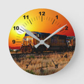 名前または文字の追加 – サンセットディーゼル機関車列車 ラウンド壁時計 (正面)