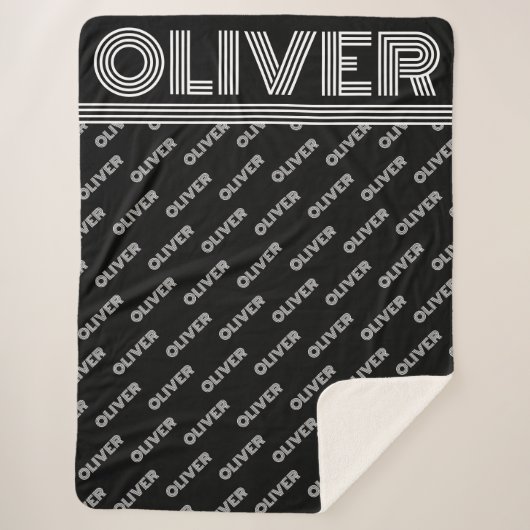 名前または文字の追加、タイポグラフィ白黒 シェルパブランケット (正面)