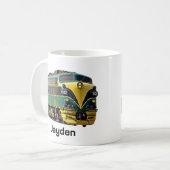 名前または文字の追加 – 黄緑ディーゼル機関車 コーヒーマグカップ (正面左)