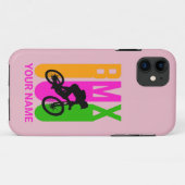 名前または文字の追加BMXバイクライダーオレンジピンクグリーン Case-Mate iPhoneケース (裏面(横))