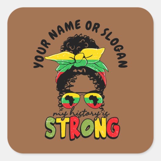 名前または文字を追加、私の履歴は強力な十二分の一 スクエアシール (正面)