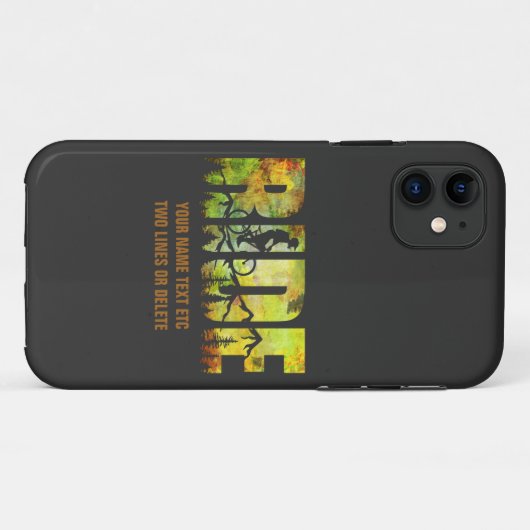 名前または文字マウンテンバイクライダー秋の色を追加 Case-Mate iPhoneケース (裏面(横))