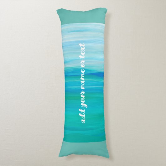 名前または文字海の青い水色を追加するストライプ ボディピロー (正面縦)