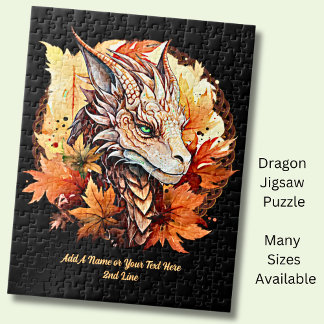 名前または文字、ドラゴンと紅葉 ジグソーパズル