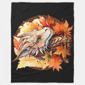 名前または文字、ドラゴンと紅葉 フリースブランケット (正面)