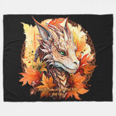 名前または文字、ドラゴンと紅葉 フリースブランケット (正面(横))