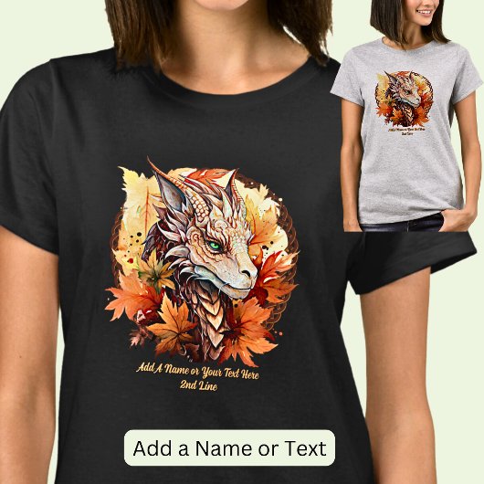 名前または文字、ドラゴンと紅葉 Tシャツ