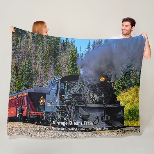 名前または文字、ヴィンテージ蒸気機関の追加 フリースブランケット (インサイチュ)