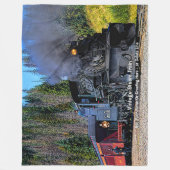 名前または文字、ヴィンテージ蒸気機関の追加 フリースブランケット (正面)