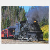 名前または文字、ヴィンテージ蒸気機関の追加 フリースブランケット (正面(横))