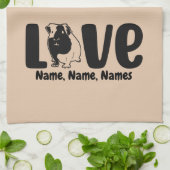 名前または文字、Guinea Pig LOVEの追加 キッチンタオル (折り畳み)