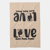 名前または文字、Guinea Pig LOVEの追加 キッチンタオル (縦)