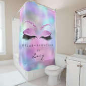 名前まつげ拡張ピンクホログラフィックグリッター シャワーカーテン (インサイチュ)