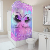 名前まつ毛メイクアップピンクガーリードリップホログラフ シャワーカーテン (インサイチュ)
