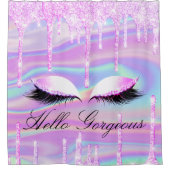 名前まつ毛メイクアップ王子ガーリードリップホログラフ シャワーカーテン (正面)