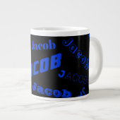 名前や言葉を追加 | 青と黒 ジャンボコーヒーマグカップ (正面右)