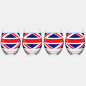 名前をイギリス国旗でパーソナライズ ステムなしワイングラス (左)