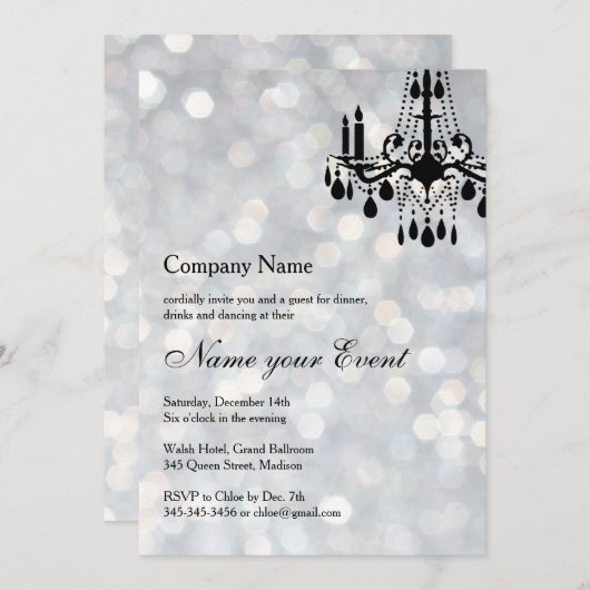 名前をイベントSilver Grand社交ダンス 招待状 (正面/裏面)