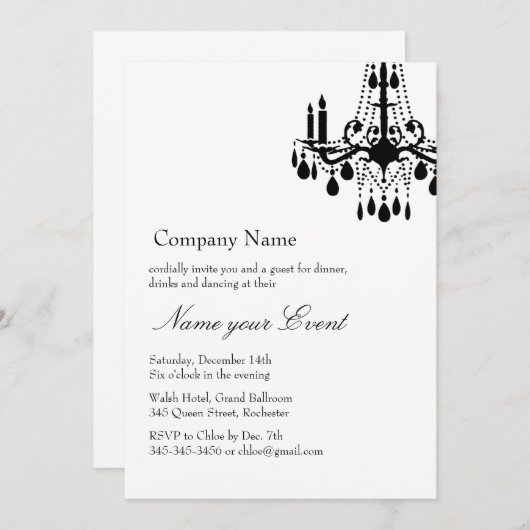 名前をイベントWhite Grand社交ダンス 招待状 (正面/裏面)