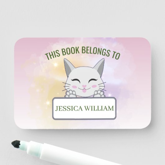 名前をカスタマイズかわいい猫、新学期名タグ 名札 (インサイチュ)