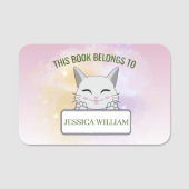 名前をカスタマイズかわいい猫、新学期名タグ 名札 (正面)